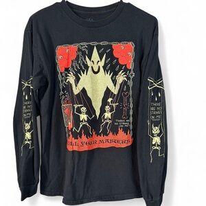 Wizard of Barge Punk Alt Black Graphic Long Sleeve Shirt